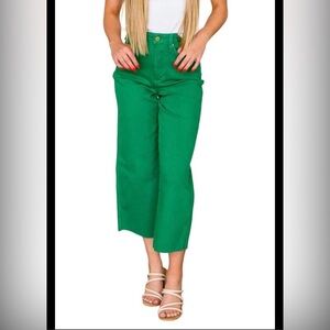 Judy Blue Kelly Green Wide-Leg Cropped  16W Stretch Perfect for Spring & Summer!